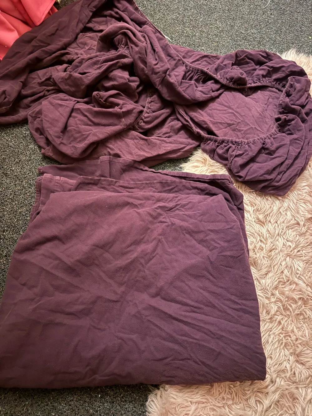 Vintage L.L.Bean Full Sheet Set – Plum Purple – Made in Portugal